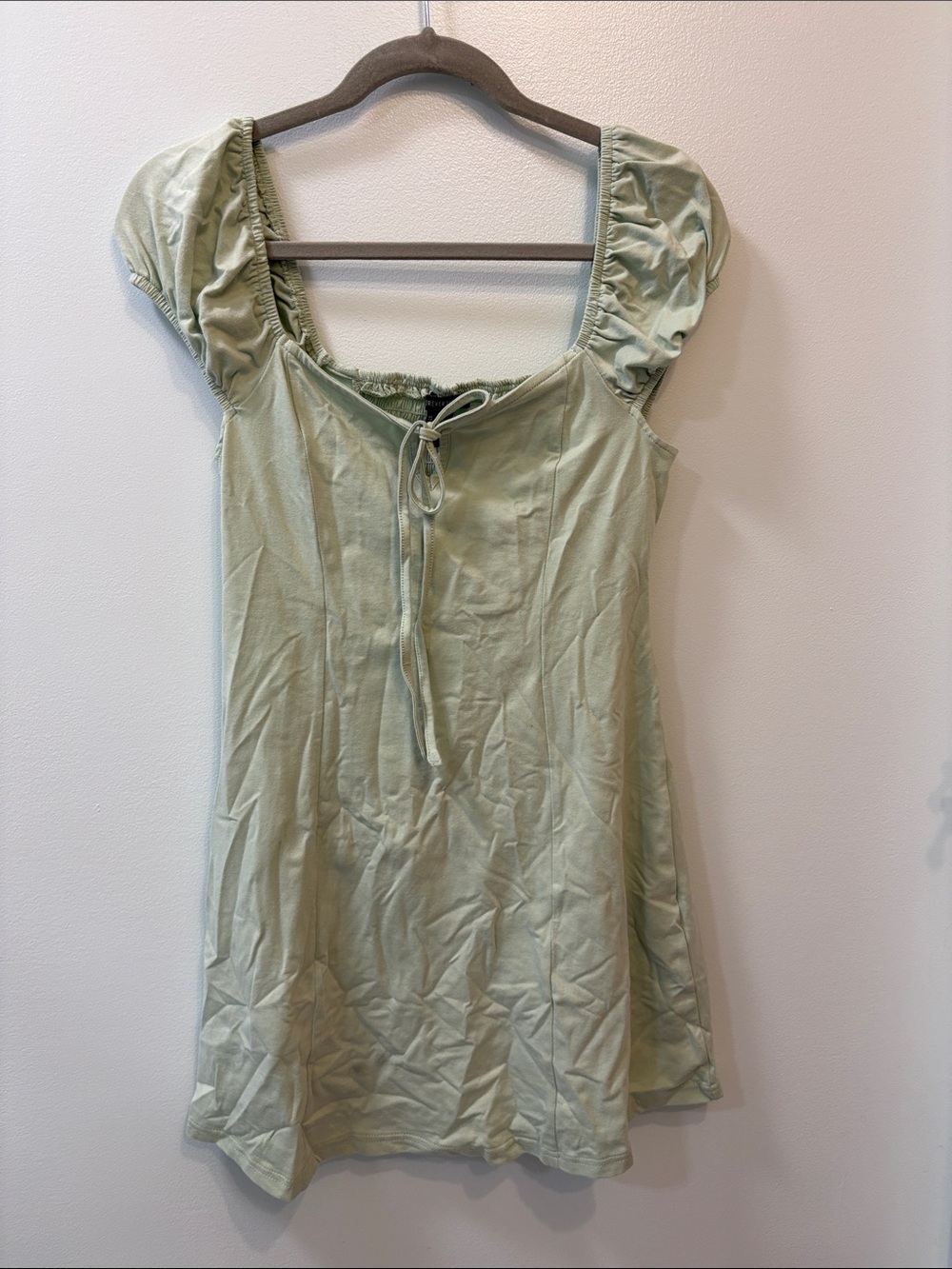 Forever 21 Sage Green Mini Dress with Puff Sleeves New/Never Worn